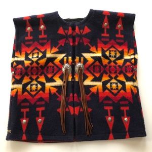 Charmayne Womens Aztec Wool Concho Suede Open Vest